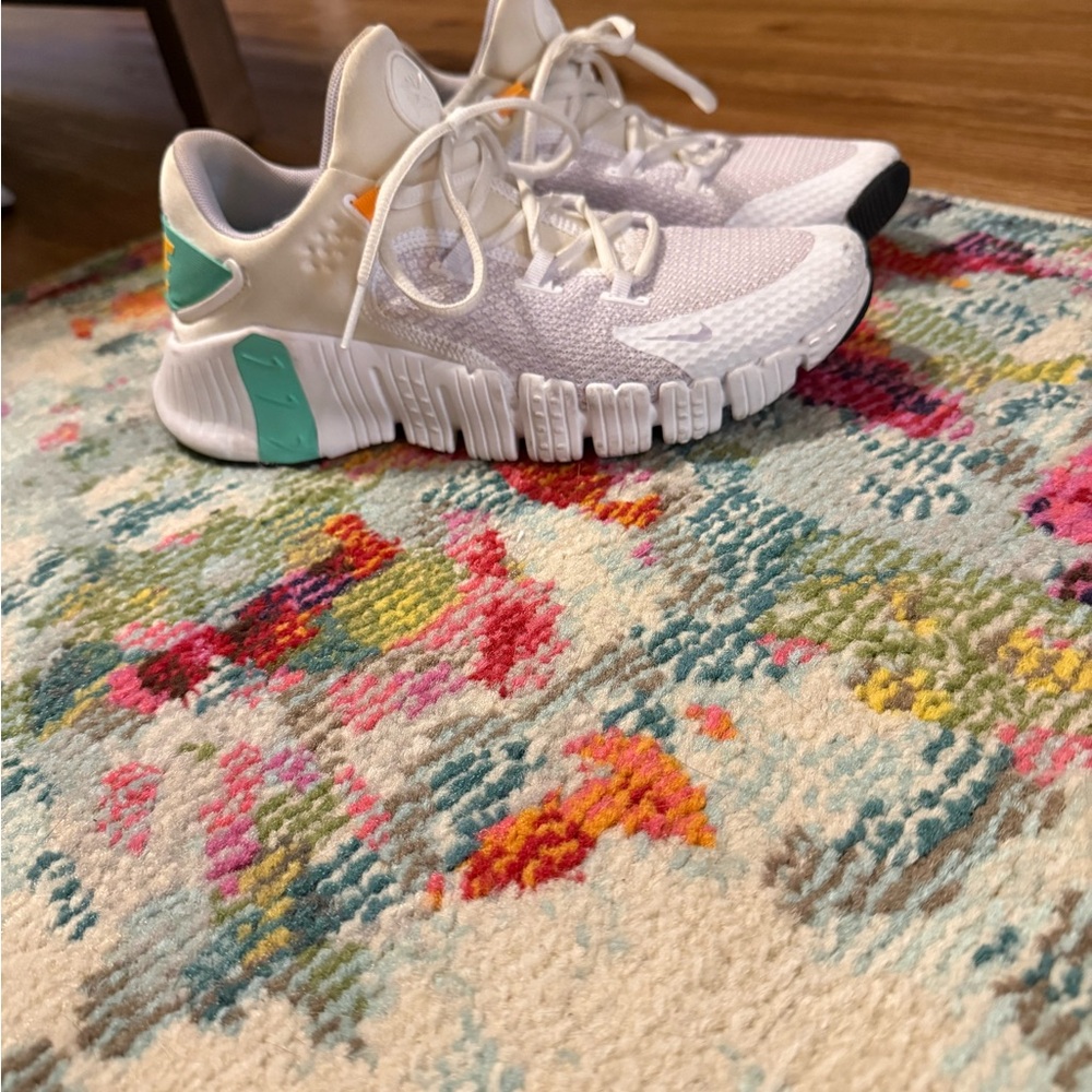 Nike White and Teal Women's Sneakers